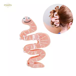 PNPIA- Thời Trang Dễ Thương Côn Trùng Tóc Móng Vuốt Kẹp Cá Mập Nữ Cá Tính Nhựa Hồng Giun Tóc Vuốt Kẹp Dành Cho Nữ Bé Gái Quà Tặng