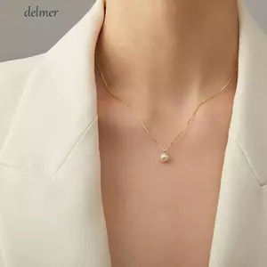 Vòng cổ ngọc trai DELMER Thời trang dành cho nữ Sang trọng Thanh lịch Tính khí Hợp thời trang Vòng cổ phong cách Hàn Quốc