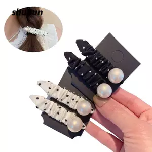 Kẹp tóc SHUPUN, Kẹp tóc chấm bi đen trắng Y2K, Vải thời trang hình bầu dục Barrettes Mũ nón mặc hàng ngày Trang phục dự tiệc