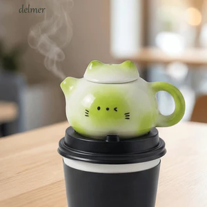 Phụ kiện nắp trà sữa DELMER, Đồ trang trí ấm trà gốm Mini phong cách truyền thống, Sáng tạo Tinh tế gốm sứ mịn màng Trà đạo