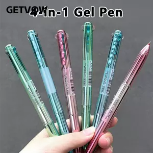 GETVOW Bút Nhiều Màu, Họa Tiết Kim Loại 0.5 Mm ST Đầu Bút Gel, Bền Nhanh Khô 4 Trong 1 4 Màu Bút Quà Tặng