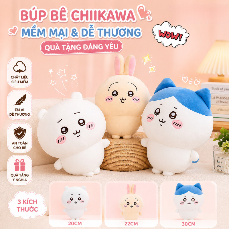 Búp Bê Chiikawa/Hachiware/Usachi, Mềm Mại Dễ Thương 20cm/22cm/30cm, Quà Tặng Đáng Yêu, Series Búp Bê Nhồi Bông