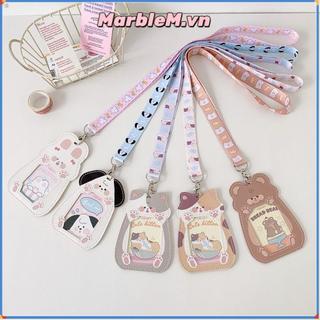 Bộ bảo vệ ảnh MARBLEM, Hộp đựng thẻ ảnh hoạt hình dễ thương, Kawaii có dây buộc Hộp đựng thẻ PU