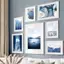 Tranh sơn dầu phong cảnh màu xanh đậm của biển và bãi biển Áp phích Không khung Tranh Canvas Trang trí tường