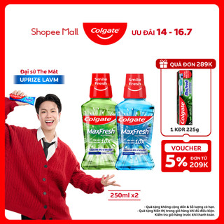 Nước súc miệng Colgate Maxfresh the mát dài lâu gấp 10X - diệt 99,9% vi khuẩn - 250ml