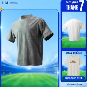 Áo Thun Nam HLA Trơn Ngắn Tay Basic, Logo Thêu Họa Tiết, Co Giãn Thấm Hút