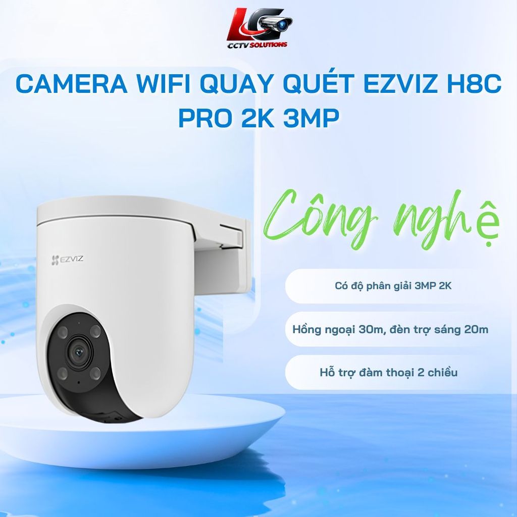 Camera Ngoại Trời Ezviz H8c Pro (3MP 2K / 4MP 2K+) H8c 3K 5MP và 4K 8MP,Màu Ban Đêm,Còi Đèn Báo Trộm
