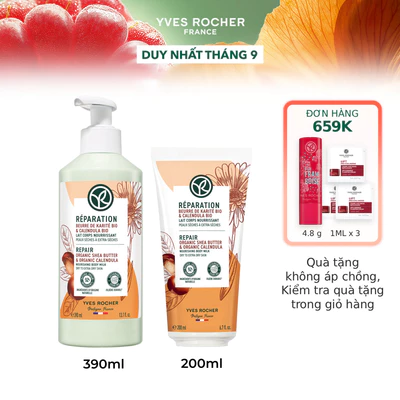 Sữa dưỡng thể dưỡng ẩm 24 giờ cho da rất khô Yves Rocher Repair Nourishing Body Milk