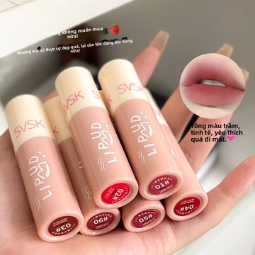Son bùn lì màu hồng đậu đỏ, mềm mịn, tôn da, phong cách thiếu nữ, độ bão hòa thấp, son môi, son kem, dùng khi không tran