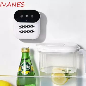 Máy lọc tủ lạnh IVANES, Máy khử mùi tủ lạnh lâu trôi có thể tái sử dụng, Máy làm mát không khí 3 chế độ Màn hình LED Máy khử trùng gắn trên ô tô di động