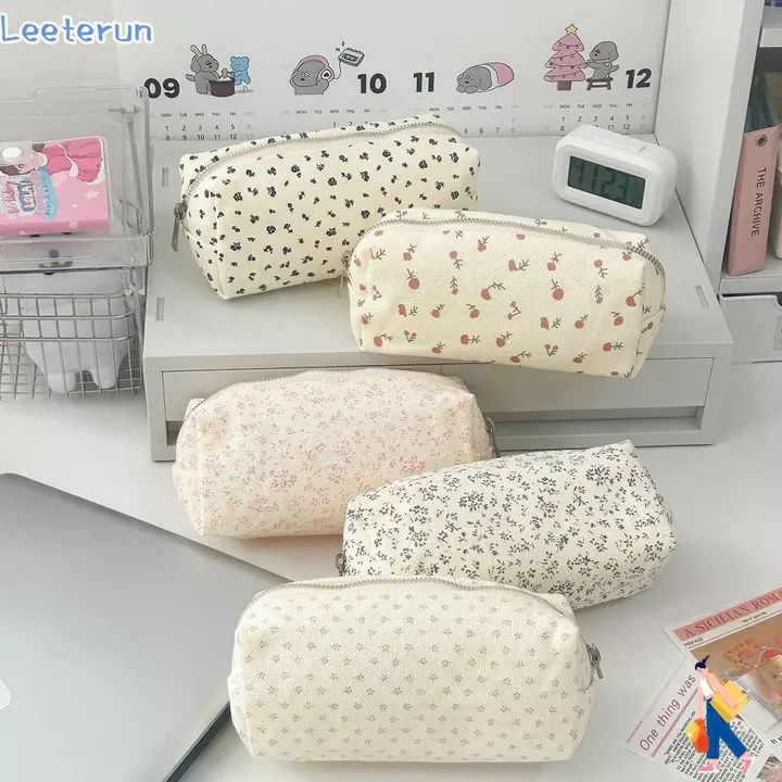 Túi văn phòng phẩm LEETERUN, Túi đựng bút in hoa dung tích lớn, INS Văn phòng phẩm đa chức năng Tổ chức văn phòng trường học Văn phòng