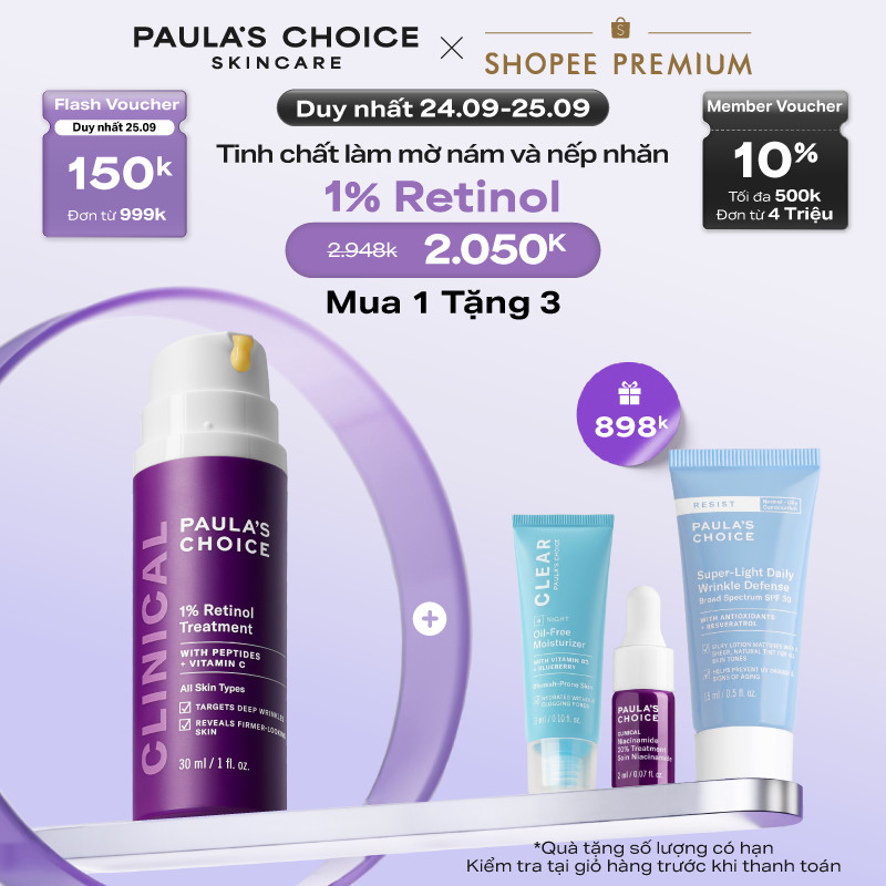 [HSD: 08/2027] Tinh chất làm mờ nám và nếp nhăn Paula's Choice Clinical 1% Retinol Treatment 30ml 8010