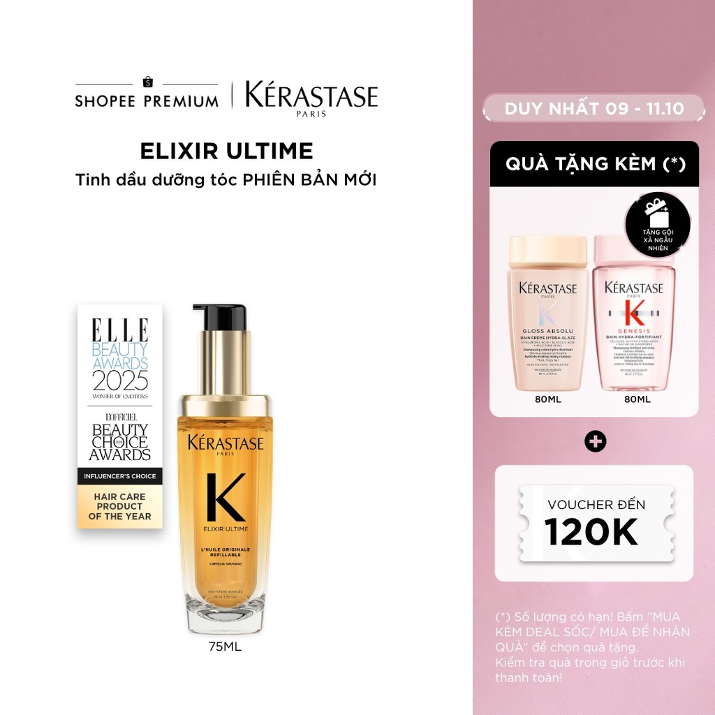 [MỚI] Tinh dầu dưỡng giúp tóc bóng mượt & giảm chẻ ngọn  - Kérastase Elixir Ultime Oil 75ml