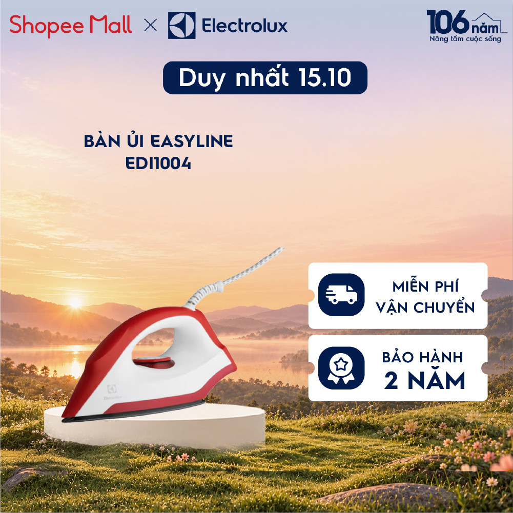 Bàn ủi khô Electrolux EasyLine - EDI1004 - Mặt đế chống dính, là ủi dễ dàng và mượt mà
