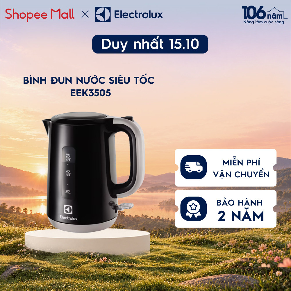Bình đun nước siêu tốc Electrolux 1.7L EasySense EEK3505, tự ngắt điện an toàn