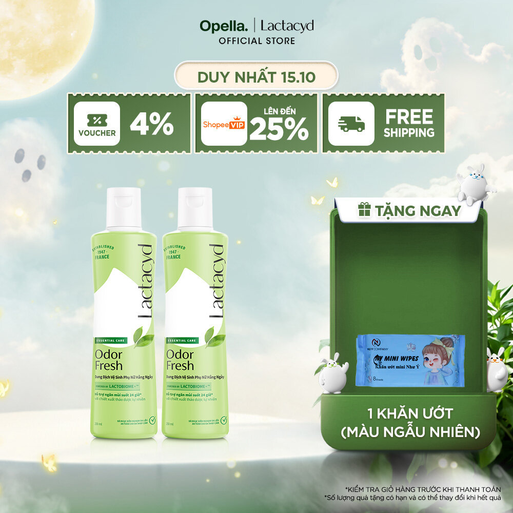 Bộ 2 chai Dung Dịch Vệ Sinh Phụ nữ Lactacyd Odor Fresh Ngăn Mùi 24H 250ml/chai