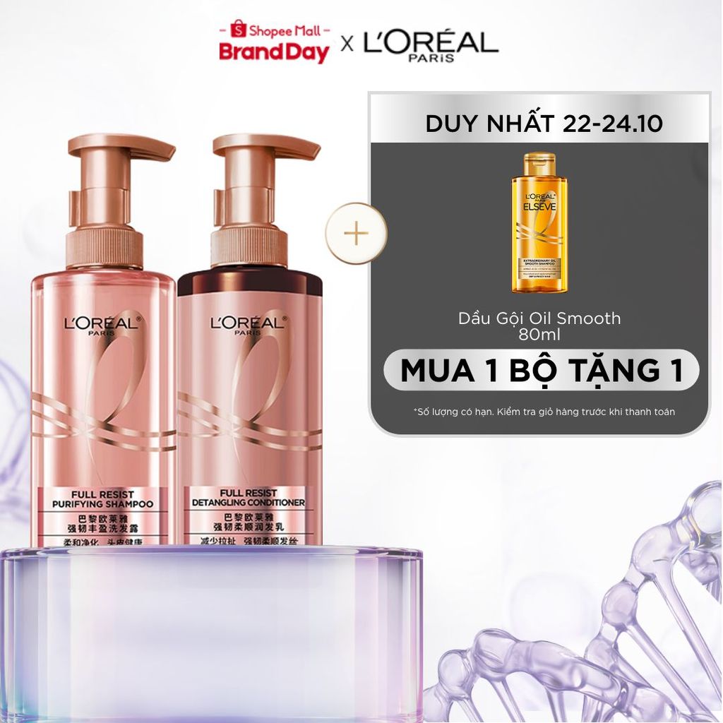 Bộ đôi dầu gội xả ngăn ngừa & giảm gãy rụng tóc, giúp tóc chắc khỏe hơn L’oreal Paris Elseve Full Resist 440ml
