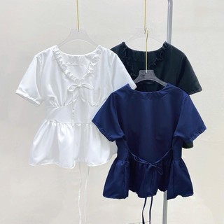Áo Babydoll Bigsize Nữ Tay Ngắn Cổ Tim Viền Bèo Dáng Peplum Xinh Dễ Phối Đồ A315