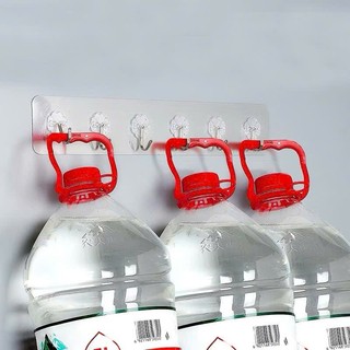 [Màu bạc] Thanh dán tường màu bạc treo đồ có 6 móc treo  - đa năng, tiện dụng