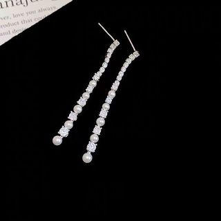 Bông tai bạc 925 kim ngọc trai zircon tua rua, phong cách thanh lịch và sang trọng cho nàng