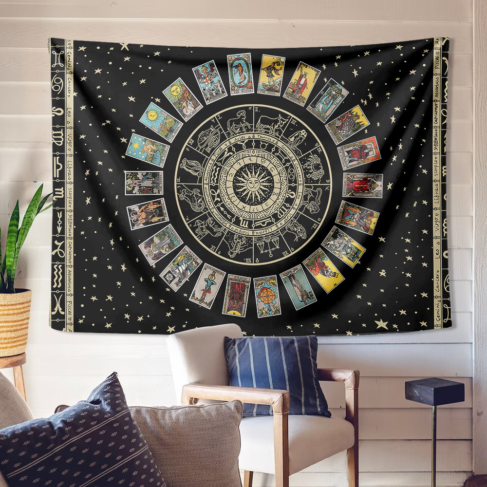 Tấm thảm treo tường bói toán thẻ Tarot có kẹp Tấm thảm Polyester Trang trí nội thất