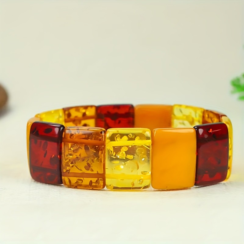 Vòng tay hổ phách sáp ong phong cách bohemian tự nhiên, trang sức unisex, món quà hoàn hảo