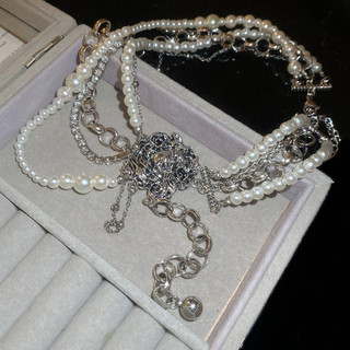Vòng cổ tròn xếp ly đính cườm zircon thời trang và sang trọng