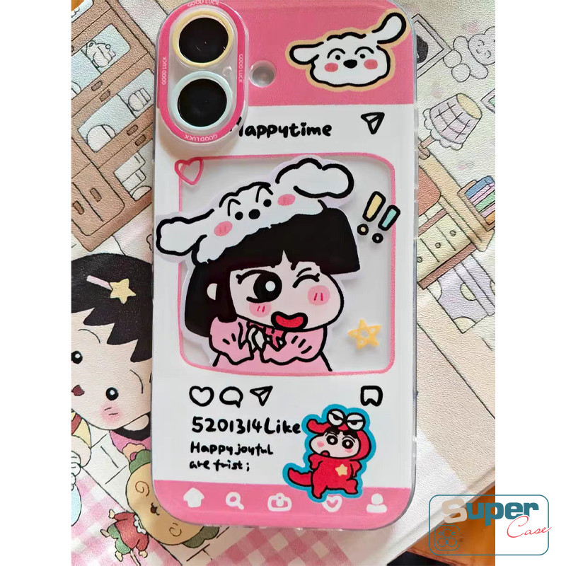 Ốp Lưng Tương Thích Cho IPhone 13 17 11 15 16 12 14 Pro Max X XS Max 7 8 Plus XR SE 2020 Cặp Đôi Dễ Thương Crayon Shin-chan Bìa Mềm