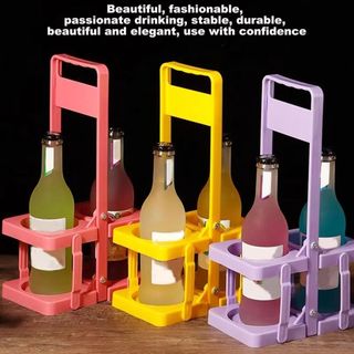 MEGOCE 1 Cái Giá Đựng Bia, 2 Lỗ Thanh Đồ Uống Hiển Thị Hộp Đựng Bia, Giá Đựng Đồ Uống Có Thể Tái Sử Dụng Bằng Nhựa Bền Có Thể Gập Lại