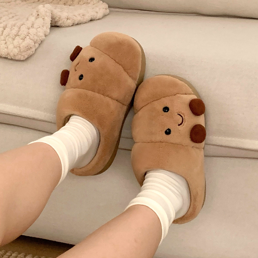 Cặp Đôi Giày Gia Đình Chống Trơn Trượt Ấm Dép ins Vui Nhộn Bánh Mì Croissant Dép Cotton Tắt Tiếng Dép Đế Mềm Dép Gia Đình Dép Đi Trong Nhà Dép Gia Đình Dép Gia Đình