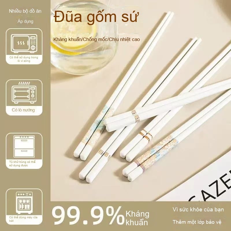 Đũa gốm gia dụng chống rơi, cấp thực phẩm, nhiều họa tiết
