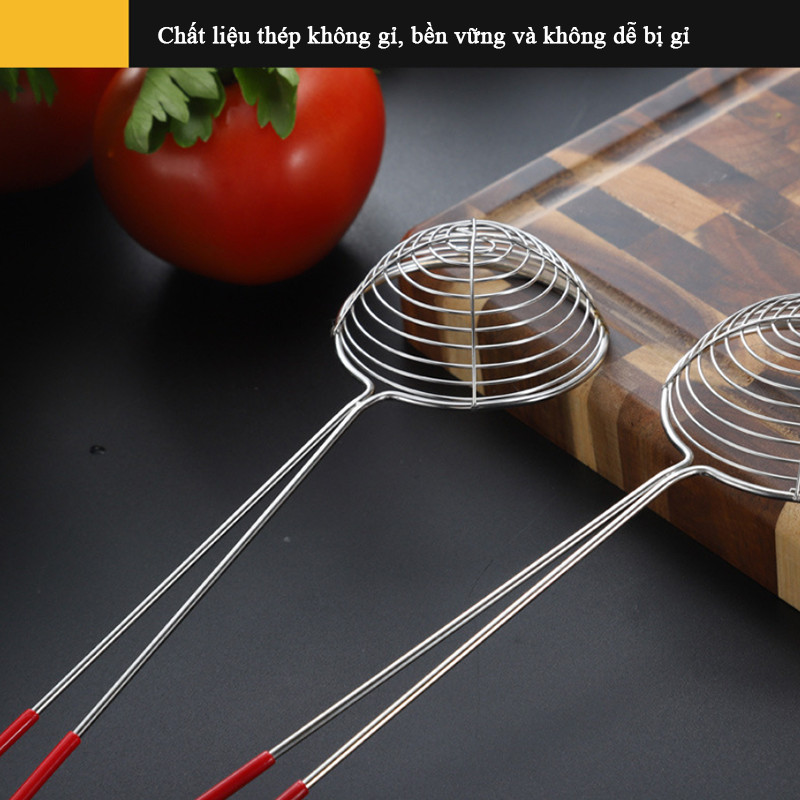 M6B7 Vợt múc Topping trân châu, vợt múc lẩu inox cán đỏ siêu bền MALAN
