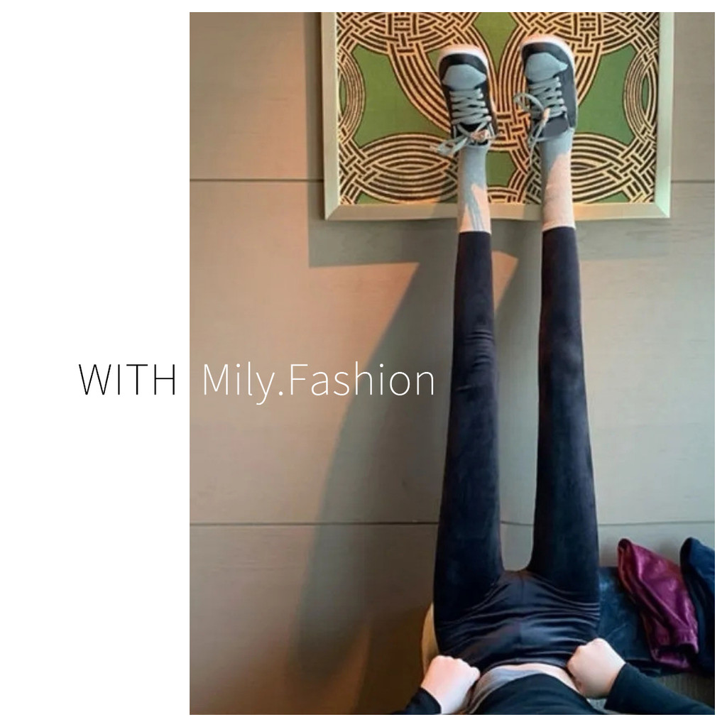 Milyfashion Mặc Ngoài Nhung Skinny Co Giãn Mặc Bên Trong Quần Nhỏ Đen Phong Cách Mới Y2K