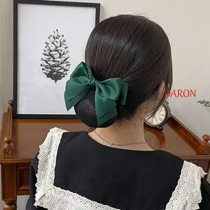 DARON Hàn Quốc Bun Snood Mũ Kẹp Tóc Nơ Khách Sạn Y Tá Cho Bé Gái Đuôi Ngựa Kẹp