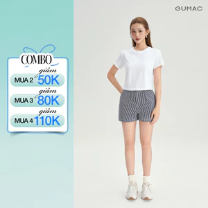 Quần short form A Gmorning - GUMAC chất liệu sọc denim ống rộng túi hàm ếch YSHG07015