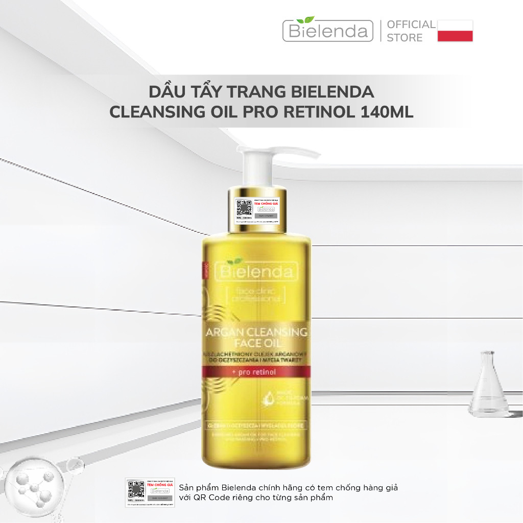 Dầu tẩy trang Bielenda Cleansing Oil Pro retinol làm sạch sâu, dưỡng ẩm, chống lão hóa cho da 140ml
