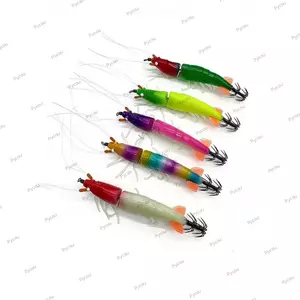 PYCOU Mồi Tôm Nhân Tạo, 2 Phần Dạ Quang Mực Jig Mồi, Ô Nhân Tạo Móc Mực UV Câu Cá Tôm Mồi Câu Cá Đại Dương
