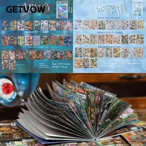 GETVOW Sách Nhãn Dán Nhật Bản, Phong Cách Cắt Chết INS Phong Cách DIY Nhãn Dán Trang Trí, Hiệu Ứng Lấp Lánh Phim Showa Phong Cách Sớm Nhật Ký Văn Phòng Phẩm Nhãn Dán Bộ Sưu Tập Văn Phòng Phẩm