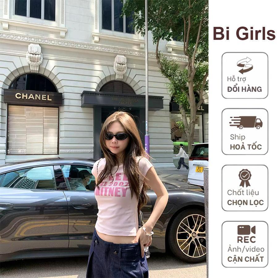 [Bi Girls] Áo Thun Nữ Babe Tee Tay Ngắn Dáng ôm Chất Cotton co giãn 4 chiều màu hồng cá tính B018