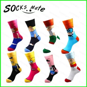 PS1 SpongeBob Tất Một Đấm Nam Ống Cotton Tất Nam Nữ Châu Âu Và Mỹ Thể Thao Giải Trí Thẳng Hoạt Hình