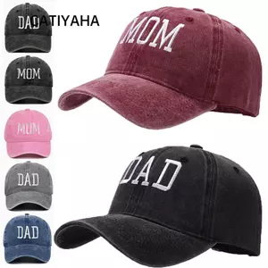 CATIYAHA DAD MOM Mũ bóng chày thêu, Tấm che cổ điển Đau khổ Mũ phai màu, Mũ bóng chày Hiphop có thể điều chỉnh
