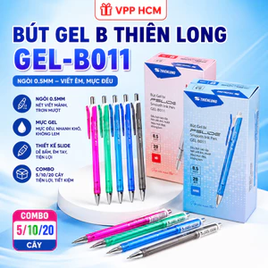 Combo 10 Cây Bút Gel B Thiên Long GEL-B011 Ngòi 0.5mm - Bút Gel Nắp Đậy Viết Êm Tay, Mực Đậm Sắc Nét