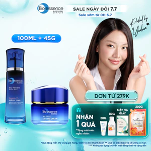 Combo Kem nâng cơ mặt & dưỡng trắng Bio-Essence Bio-Vlift Brightening 45g và Nước cân bằng Bio-Essence Bio-Renew 100ml