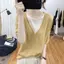 Mùa hè Plus size Ice Silk Cổ chữ V giả hai mảnh dệt kim ngắn tay kích thước lớn che phủ chất béo Giảm tuổi thon gọn hơn Áo thun phù hợp thoáng khí dành cho nữ