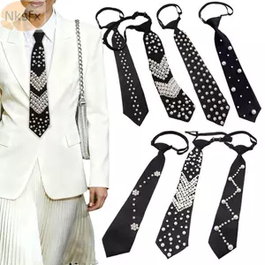 Cà vạt giả NKSFX, Cà vạt buộc sẵn giả thanh lịch dành cho nữ, Thời trang có thể điều chỉnh không nút Thiết kế Niche Áo sơ mi đồng phục cà vạt lười biếng cổ điển