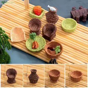 YOLOGO 2 Chiếc Nhà Búp Bê Nội Thất Thu Nhỏ, Nhiều Kiểu Nhựa Giỏ Tre Ghế Hút Bụi, Chất Lượng Cao 2-4cm Mini Nhà Búp Bê Mô Phỏng Trang Trí Búp Bê Phụ Kiện Nhà
