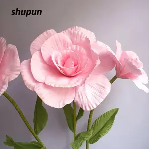 SHUPUN Mô Phỏng Hoa Hồng, Hoa Nhân Tạo Khổng Lồ Hoa Hồng Bọt PE, Nền Lụa 30cm Hoa Giả Nhánh Hoa Hồng Vườn