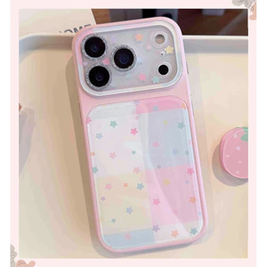 Cho iPhone 17 Pro Max 16 15P Cửa Sổ Lớn Sáng Thiết Kế Camera Nhiều Màu Sắc Ngôi Sao Kẻ Sọc Nữ Tính Mặt Sau Kính TPU Chống Sốc Vỏ Điện Thoại Chống Trầy Xước Vỏ Bảo Vệ Chống Bụi Bẩn