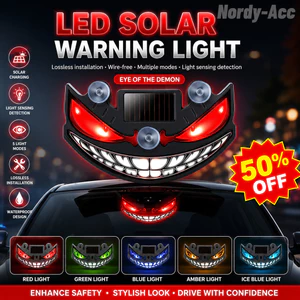 1PC SOLAR POWERED LED DEMON EYE CẢNH BÁO XE ĐÈN Đèn nhấp nháy tự động không dây cho cửa sổ tam giác phía sau Trang trí an toàn tự động