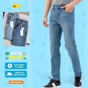 Quần jeans nam co giãn ống suông YODY chuẩn phom, co giãn thoáng mát QJM3071 MCJE25S053